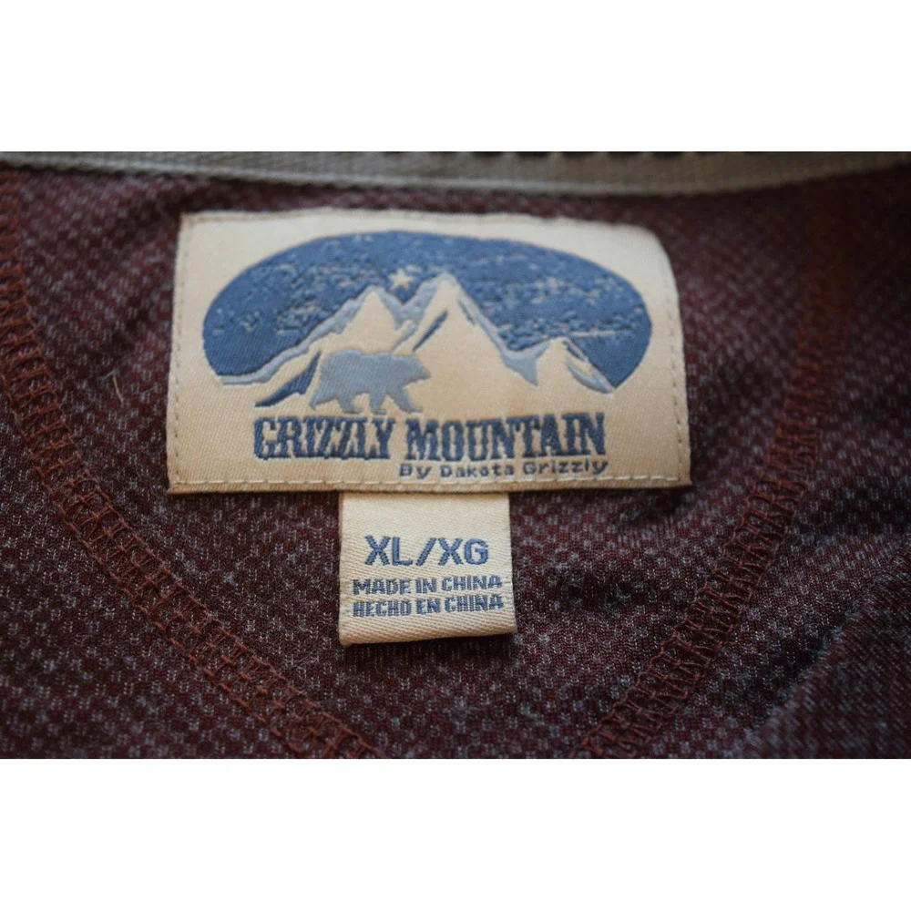 Grizzly Mountain Shirt Mens XL Burgundy Long Sleeve V-Neck‎ Textured Excellent